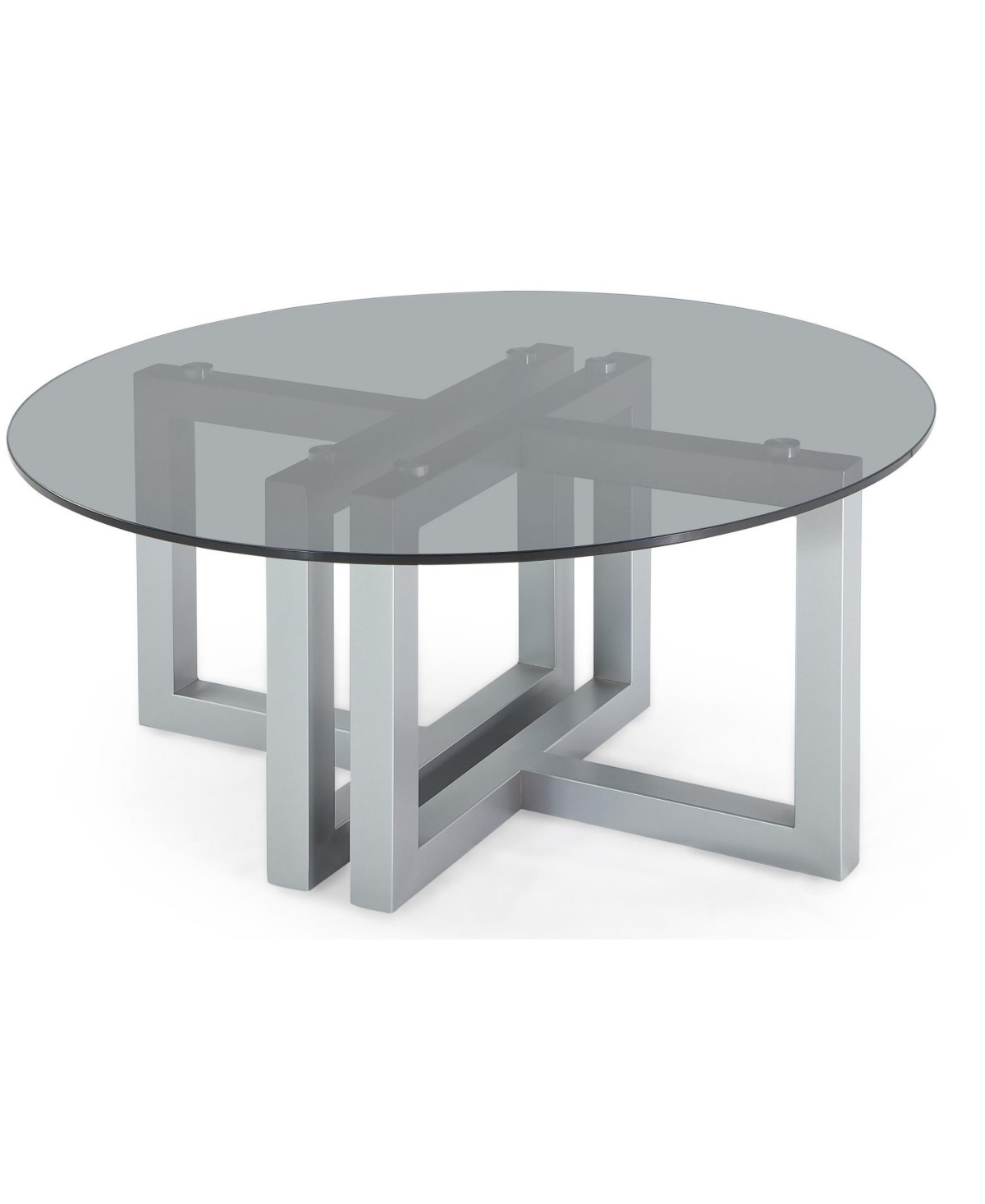 Macy's Emila 38" Round Glass Mix And Match Coffee Table In Smoked Glass,silver Sky
