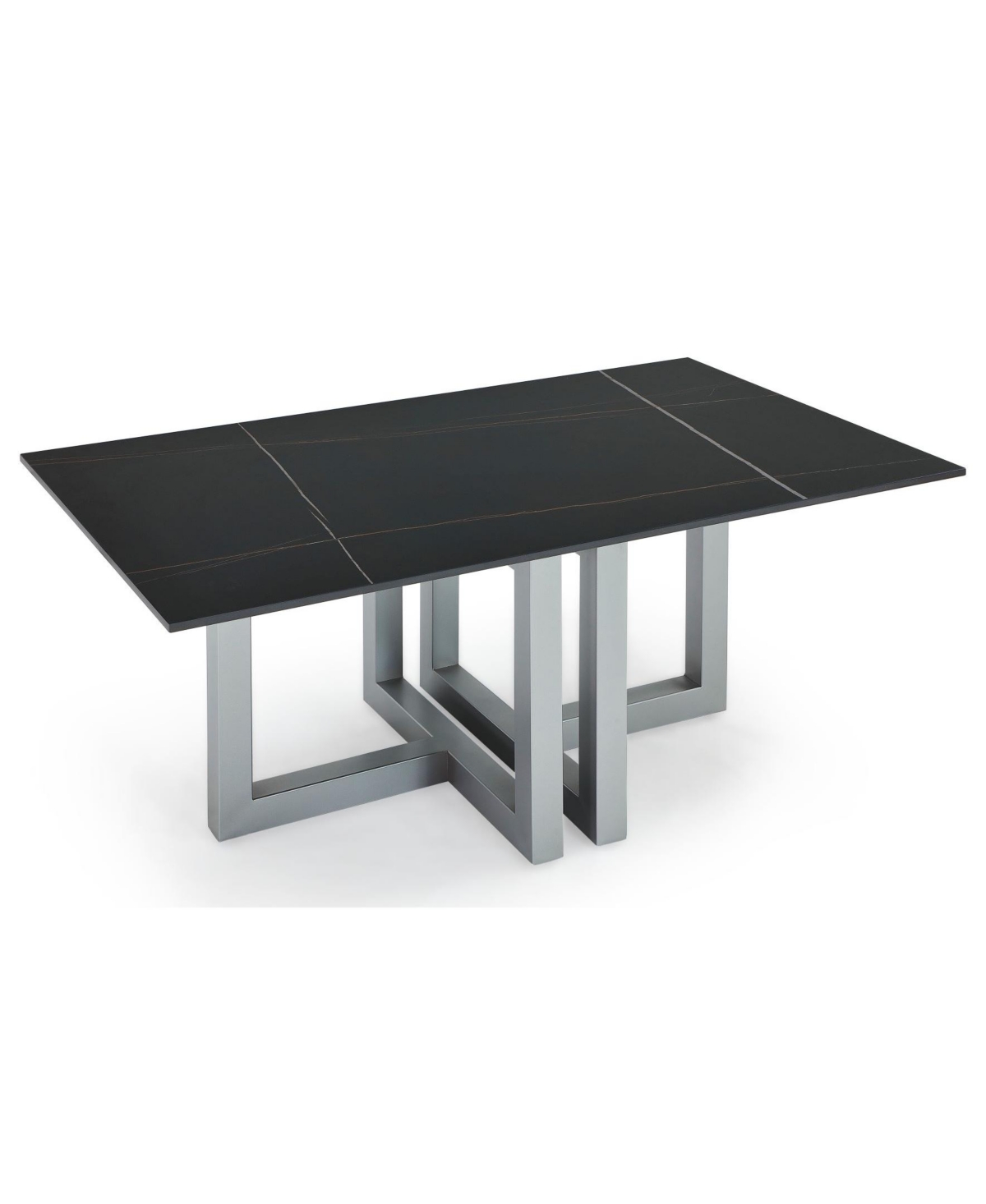Macy's Emila 48" Rectangle Sintered Stone Mix And Match Coffee Table In Black Sintered Stone,silver Sky
