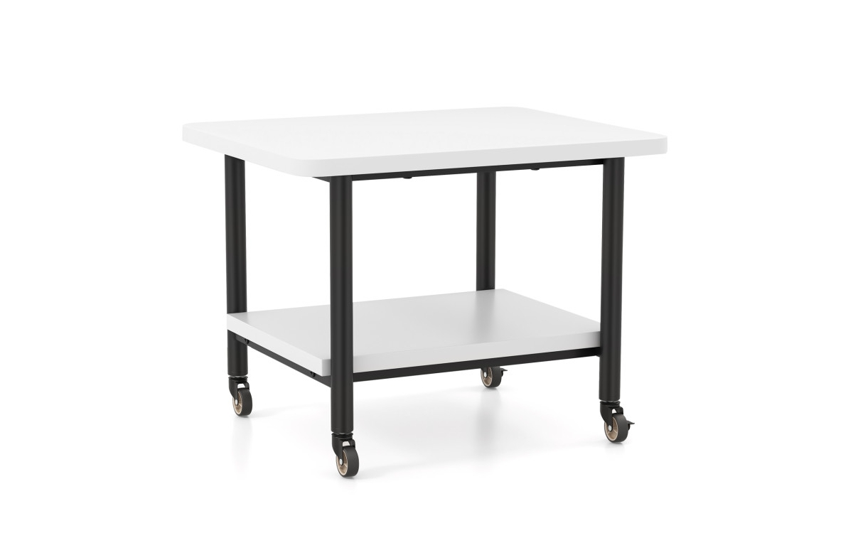 Under Desk Printer Stand with 360&#xB0; Swivel Casters and Storage Shelves - White