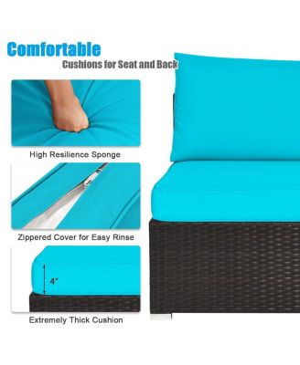 6 Pieces Outdoor Patio Rattan Furniture Set Sofa Ottoman