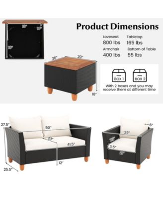 4 Pieces Outdoor Conversation Set with Storage Coffee Table