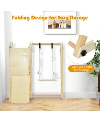 5-in-1 Indoor Jungle Gym Foldable Climber Playset with Fun Slide and Adjustable Swing