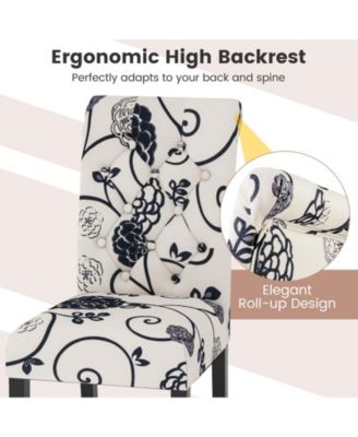 2 Pieces Tufted Dining Chair Set with Adjustable Anti-Slip Foot Pads