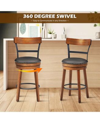 Set of 4 BarStool 25.5'' Swivel Counter Height Dining Chair with Rubber Wood Legs