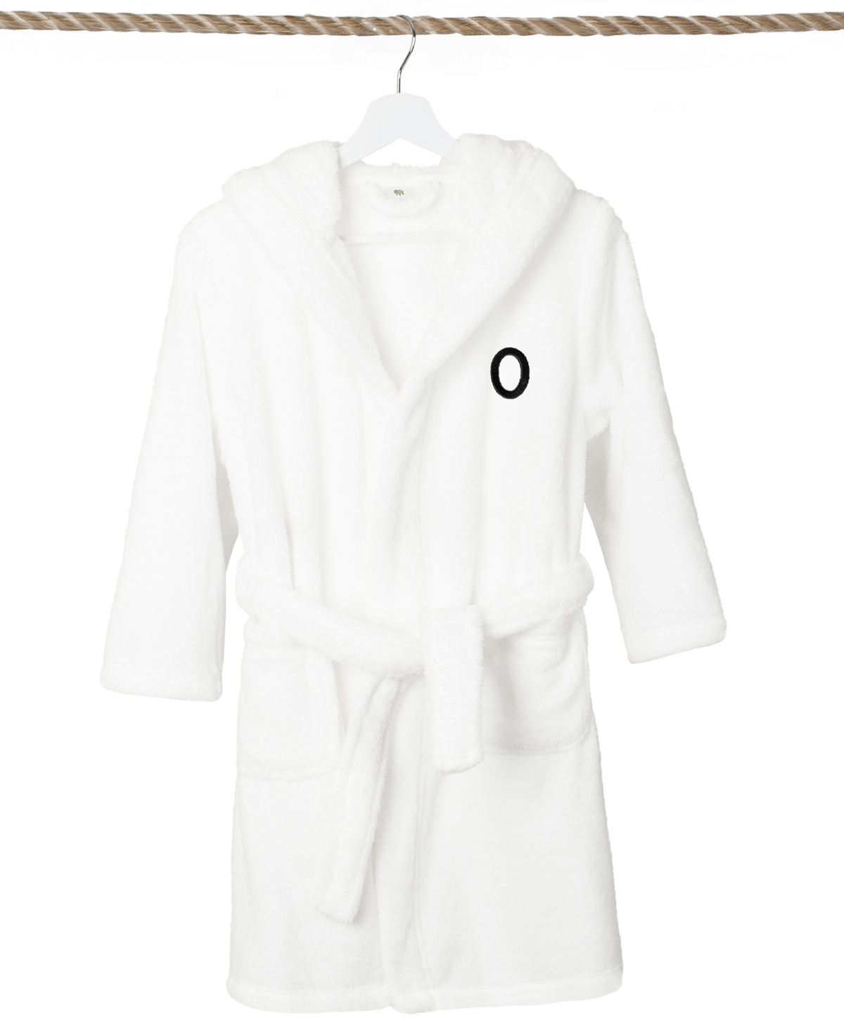 Linum Home Personalized Kids Super Plush Hooded Bathrobe In White,black O