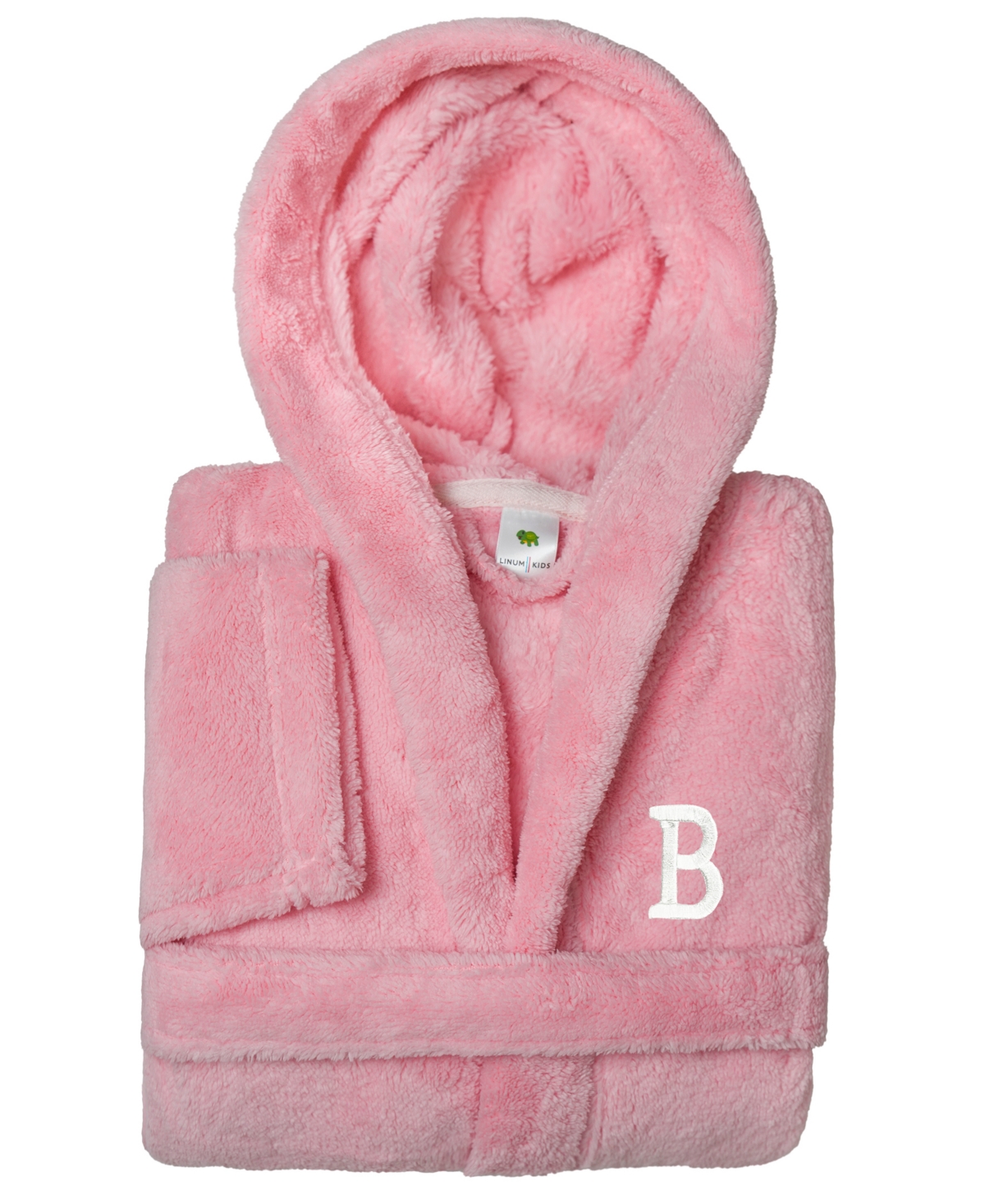Shop Linum Home Personalized Kids Super Plush Hooded Bathrobe In Pink,white B