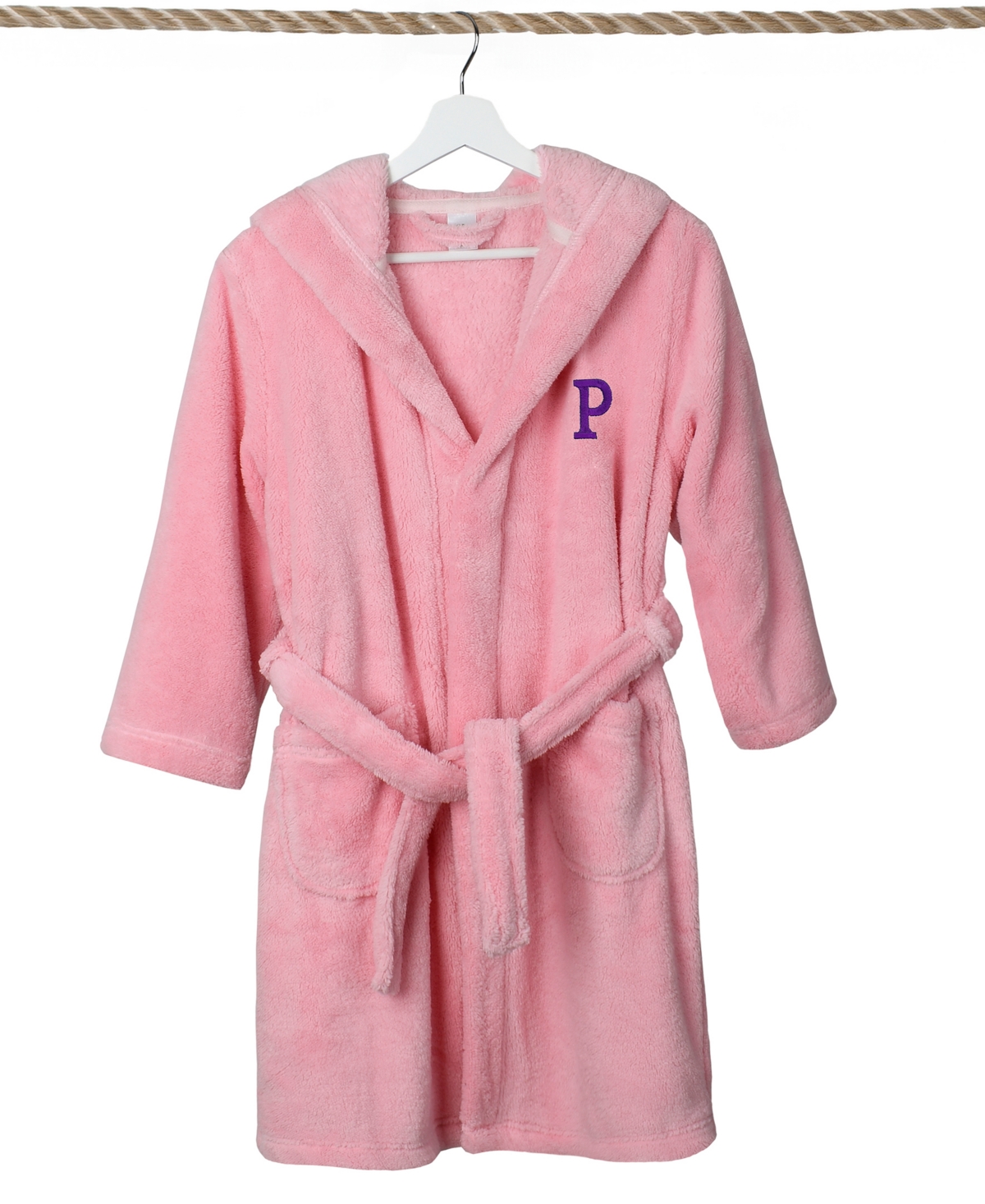 Linum Home Personalized Kids Super Plush Hooded Bathrobe In Pink,purple P