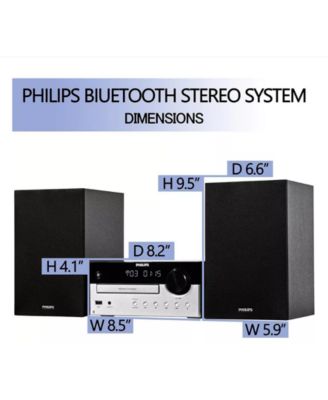 All-in-One Stereo System – CD Player, Bluetooth, FM Radio, USB & Aux Inputs, Remote Control, Compact Design, Superior Sound – Black