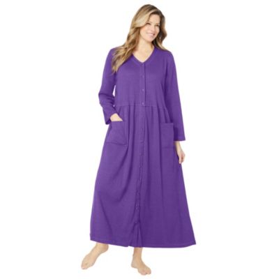 Plus Size Only Necessities Long Snap-Front Knit Lounger