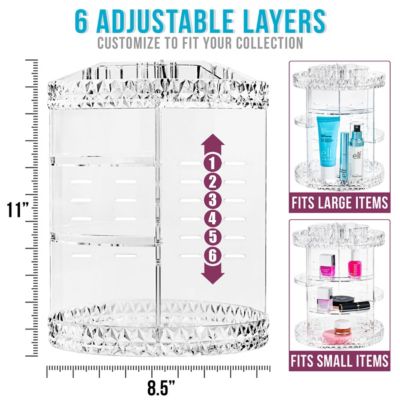 360 Rotating Makeup Organizer - Spinning cosmetics organizer, Adjustable Shelves for Make Up, Perfume & more