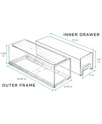 2 Pack Small Clear Stackable Pull-Out Drawers - Organization and Storage Containers for Kitchen, Pantry, Bathroom and More