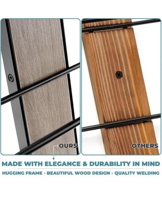 9 Bottle Mahogany Wood Wall Mounted Wine Rack - Perfect for Home Bar, Kitchen, Dining Room, Wall Wine Bottle