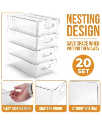 20 Pack Clear Plastic Storage Bins with Handle