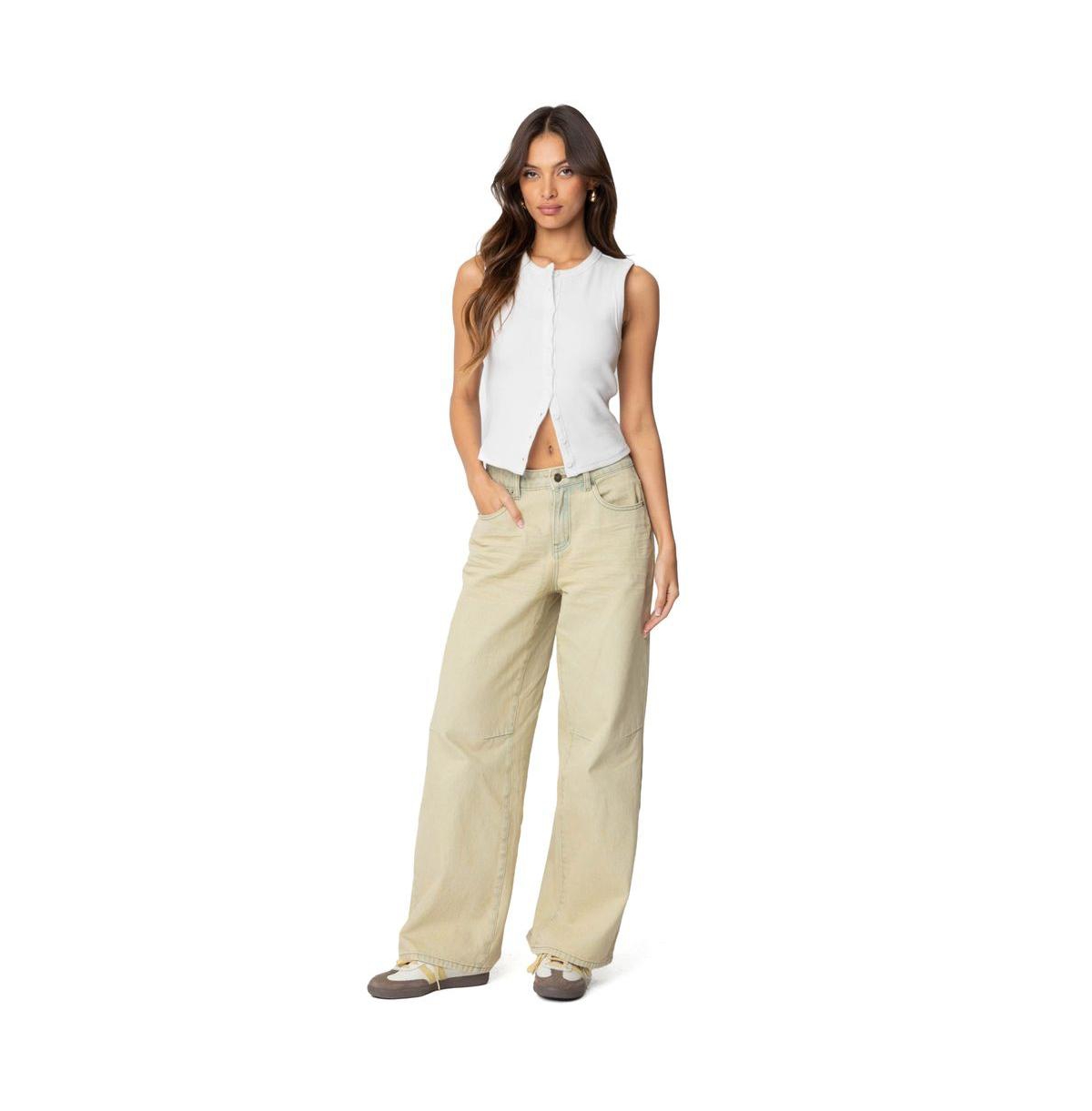 Edikted Women's Low Rise Vintage Washed Boyfriend Jeans