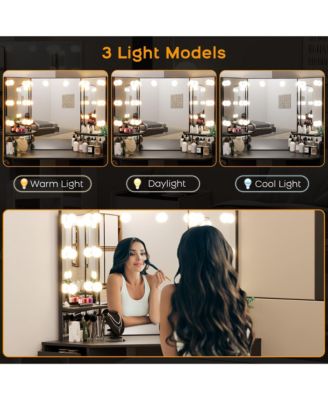 Vanity Desk with Mirror and Lights - Vanity with 3 Lighting Options