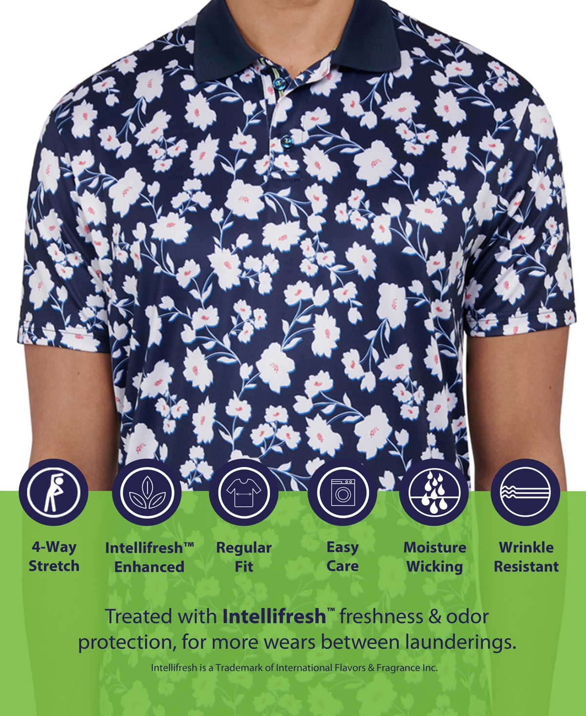 Society Of Threads Men's Regular Fit Fish Print Performance Polo Shirt
