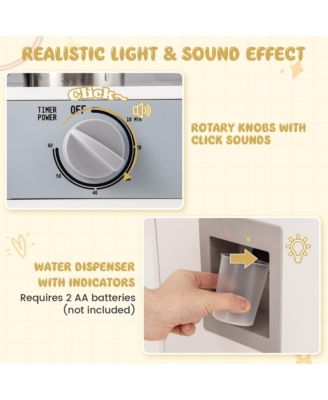 ids Play Kitchen Toy Set w/ Water Dispenser Sink Faucet Microwave Oven Utensils