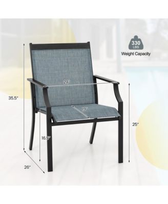 Set of 2 Patio Dining Chairs Outdoor Armchairs w/ Sturdy Metal Frame