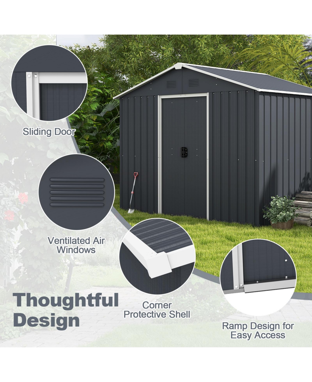 Gouun Outside Storage Shed with Lock Air Window