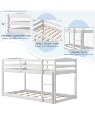 Twin Size Bunk Bed with High Guardrails and Integrated Ladder