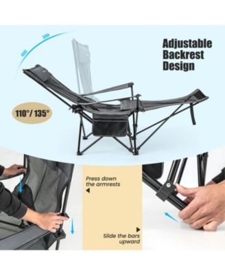 Reclining Camping Chair with Detachable Footrest and Headrest