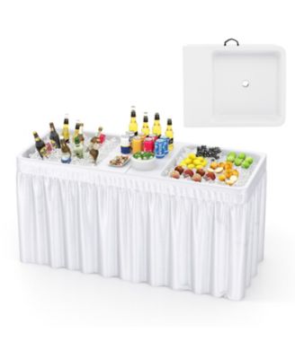 5 FT Folding Ice Cooler Table with Double Sinks for Camping Party Picnic Wedding