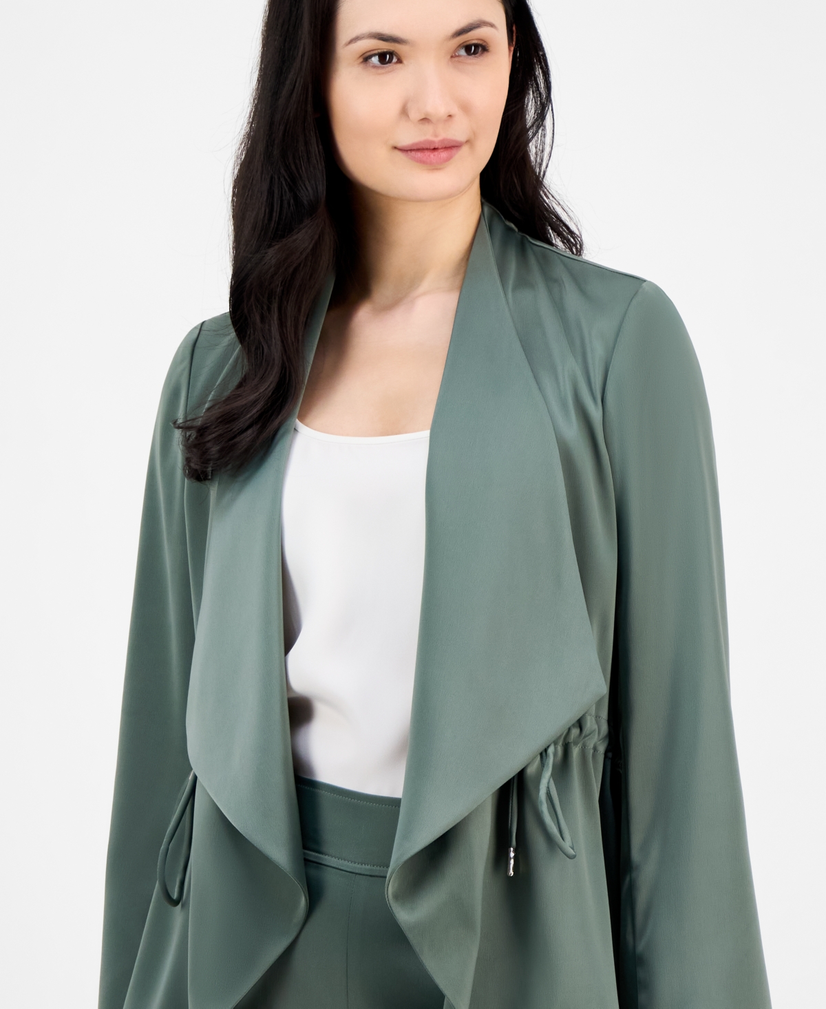 ANNE KLEIN WOMEN'S DRAPE-FRONT DRAWSTRING-WAIST JACKET 
