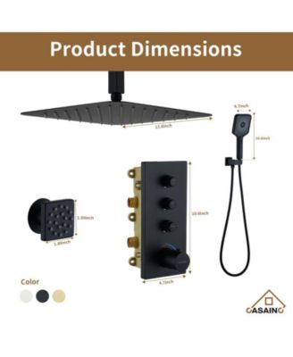 3 Functions 12 Inch Ceiling Mounted Thermostatic Shower System