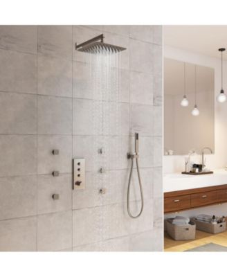 Wall Mount Thermostatic Shower System with 3 Functions and Body Jets
