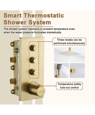 3 Functions 12 Inch Ceiling Mounted Thermostatic Shower System