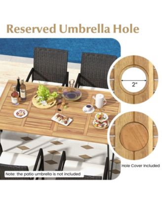 7 Pieces Patio Dining Set with Acacia Wood Dining Table for Porch Backyard Garden Poolside