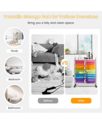 15-Drawer Utility Rolling Organizer Cart Multi-Use Storage