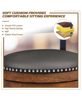 Set of 2 BarStool 25.5'' Swivel Counter Height Dining Chair with Rubber Wood Legs