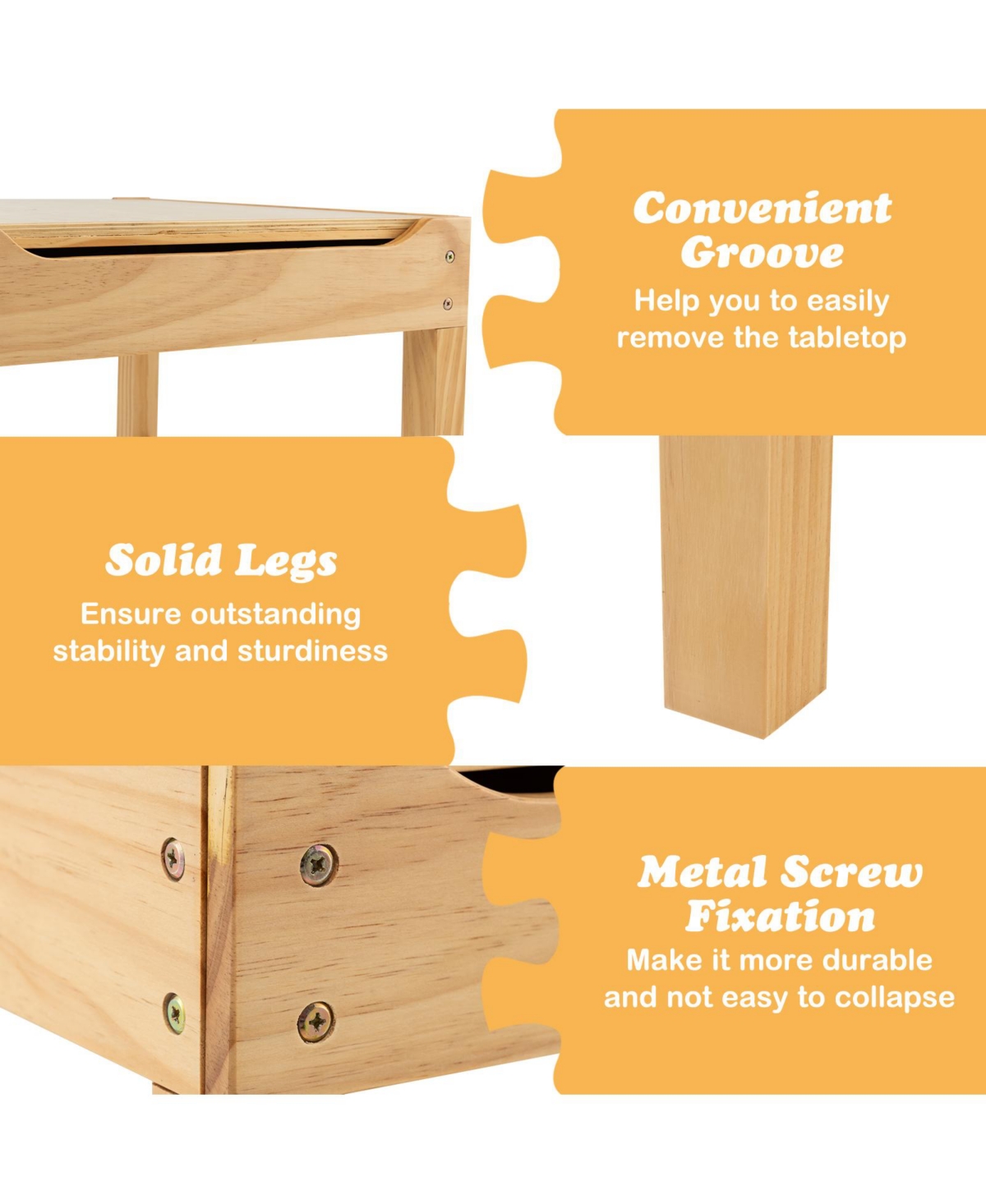 Gouun Kids Multi Activity Play Table Wooden Building Block Desk with Storage Paper Roll