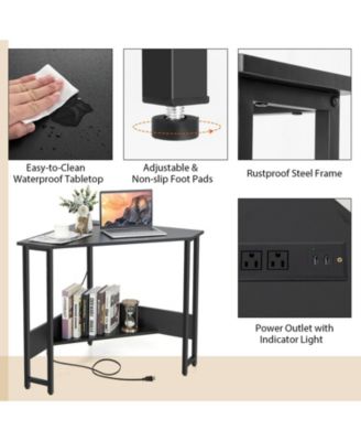 Triangle Computer Corner Desk with Charging Station