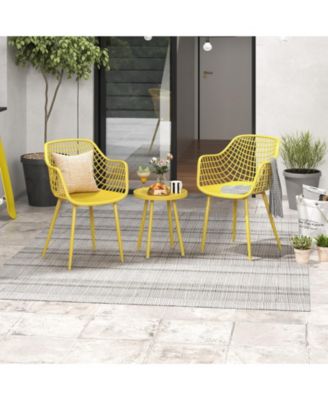 3 Piece Patio Chair Set with PP Seat and Tabletop for Porch