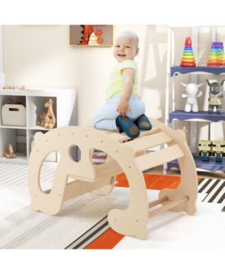 2-in-1 Rocking Horse Arch for Kids Montessori Climbing Toys with Arch Climber