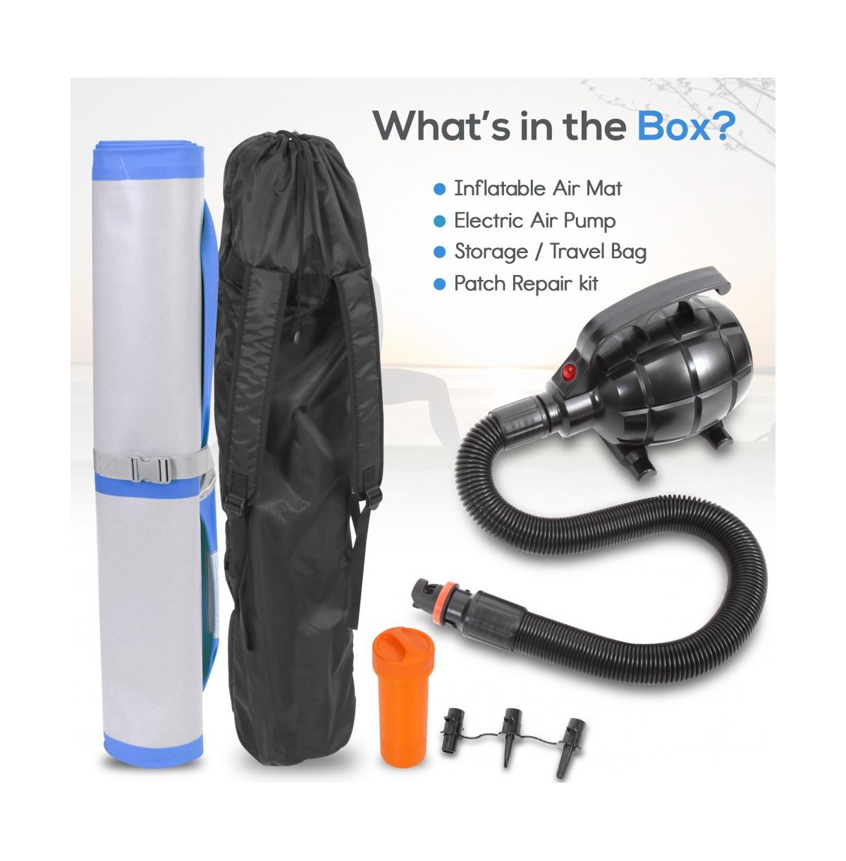 SereneLife 9.8 ft. Tumbling Gymnastics Inflatable Air Mat with Electric Air Pump,- Blue