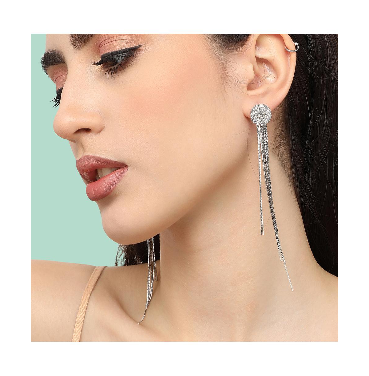 Sohi Women's Dangling Drop Earrings In Silver