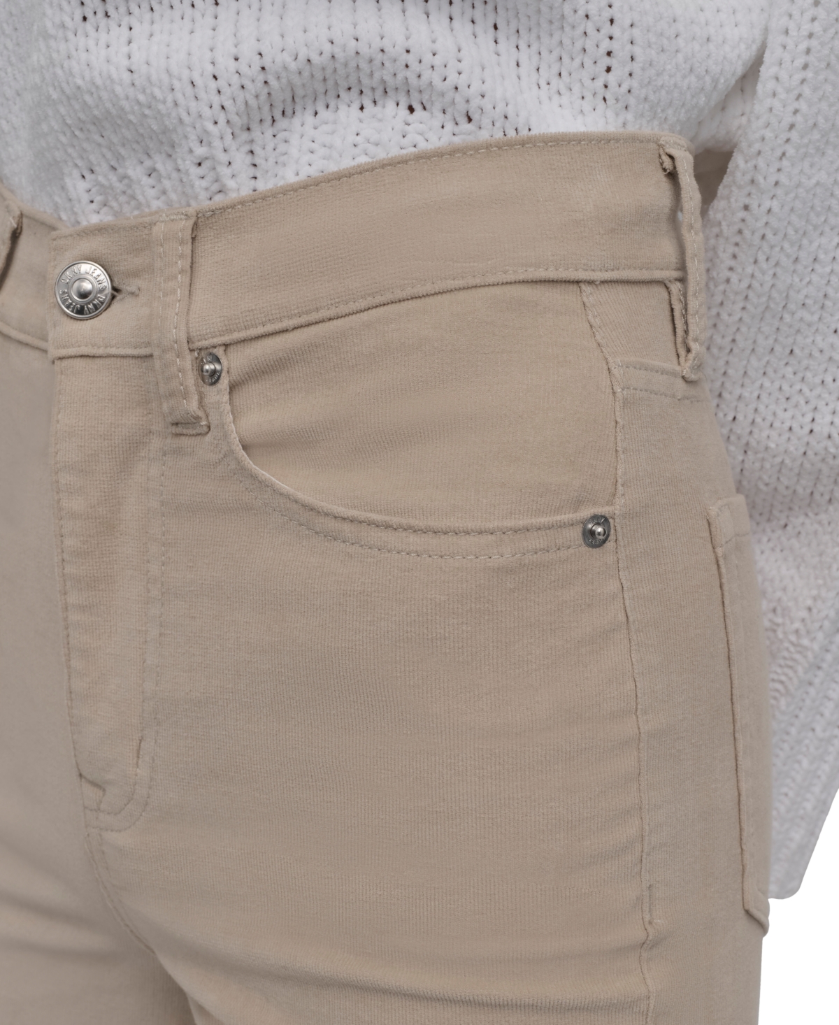 Dkny Jeans Women's Corduroy Cord High-Rise Flare Pants - J1U - CHINO KHAKI