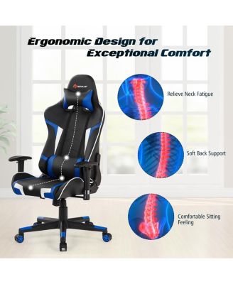 Reclining Swivel Massage Gaming Chair with Lumbar Support