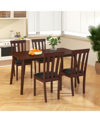 Dining Chair Set of 2 Upholstered Wooden Kitchen Chairs with Padded Seat and Rubber Wood Frame