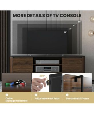 Wooden TV Stand with 2-Door Storage Cabinets for for TVs up to 55 Inch