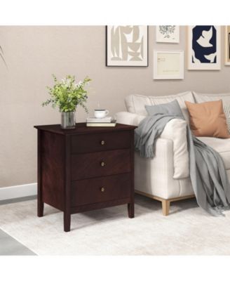 3 Drawers Nightstand Beside End Side Table Accent Table