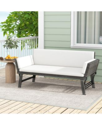 Outdoor Convertible Sofa Daybed with Adjustable Armrests for Balcony-Off