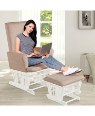 Baby Nursery Relax Rocker Rocking Chair Glider and Ottoman Cushion Set
