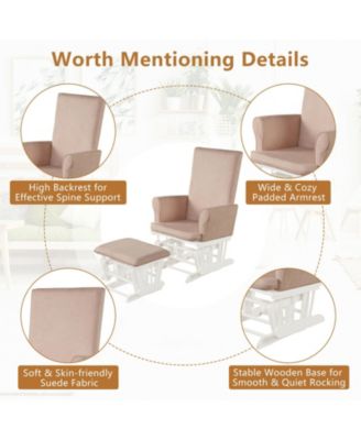Baby Nursery Relax Rocker Rocking Chair Glider and Ottoman Cushion Set