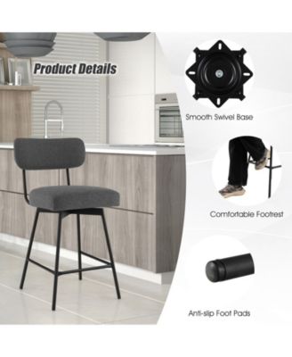 25 Inch 2-Piece Modern Upholstered Bar Stools with Back and Footrests