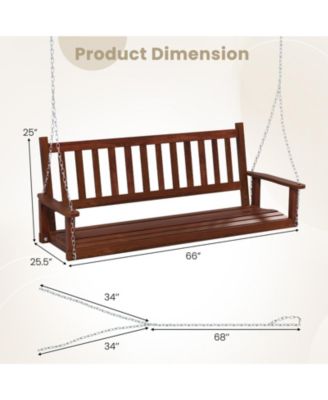 3-Person Wooden Outdoor Porch Swing with 800 lbs Weight Capacity