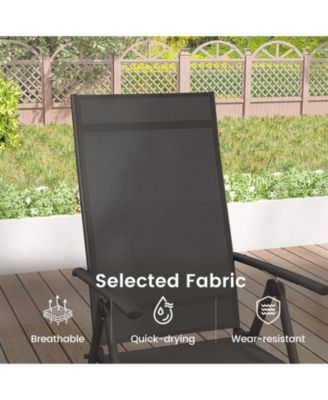 1 Piece Patio Folding Dining Chairs with 7-Level Adjustable High Backrest